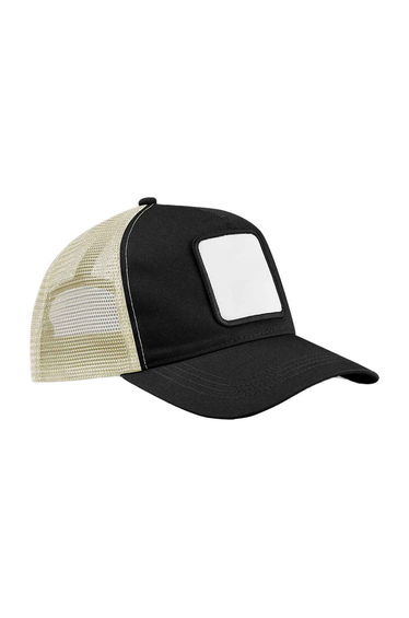 Beechfield Unisex Adult 5 Panel Appliqué Patch Trucker Cap - Black/Stone
