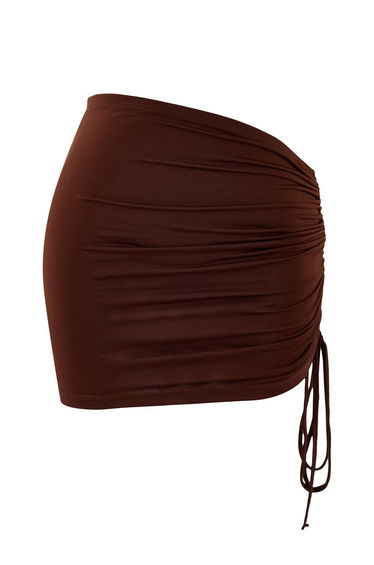Brown Super Mini Binding Detailed Beach Skirt