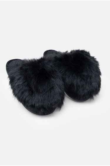 Lemonade Ultimate Cosy Fluffy Slippers Black
