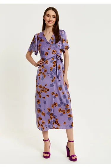 Women's Maxi Dress in Purple Floral.