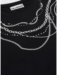 Black Stud Detailed Oversized Round Neck T-Shirt - 5