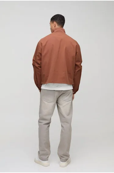 Oversized Boxy Twill Funnel Neck Cagoule Jacket