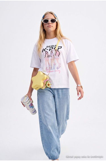 Ecru*001 Plain Knitted T-Shirt