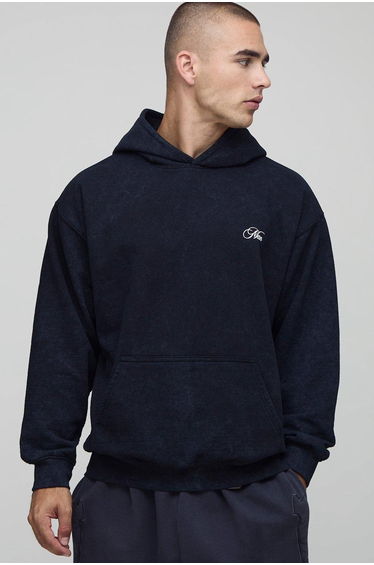 Charcoal Oversized Eagle Printed Washed Hoodie - charcoal