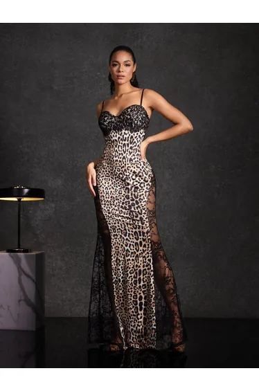 Raelira Lace Leopard Maxi Dress