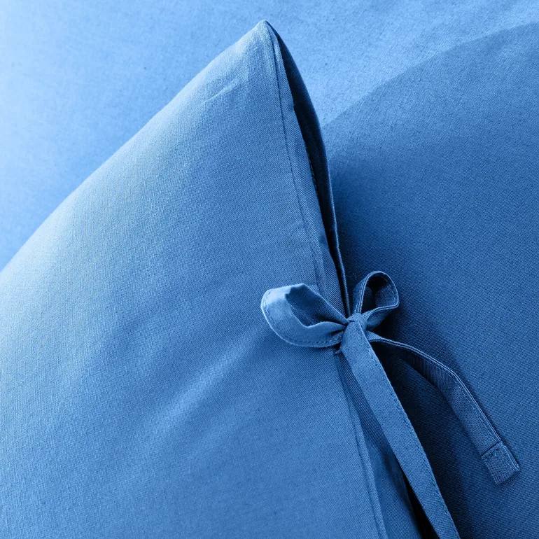 Scenario Plain Cotton Pillowcase with Tie Fastening - 3