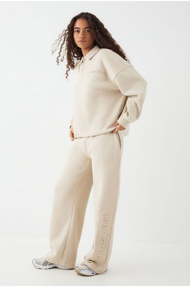 DSGN Studio Embossed Wide Leg Jogger - stone