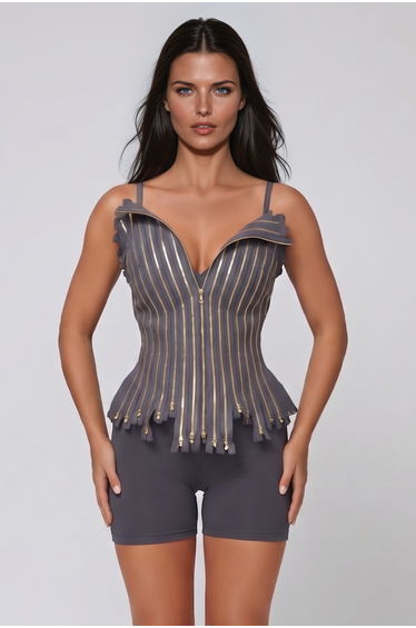 Epaphus Spaghetti Zipper Top