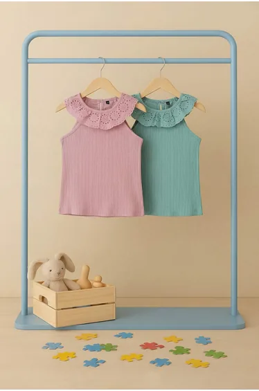 Green-Salmon Knitted Undershirt