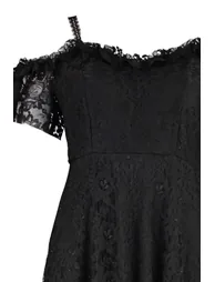 Black Plus Floral Embroidered A-Line Maxi Dress with Ruffles - 7
