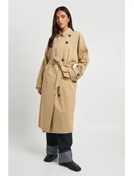 Gathered Back Belted Trench Coat - camel