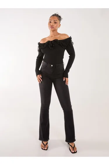 Ruffle Bardot Knit Top