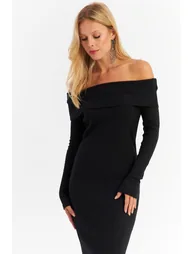 Women's Black Madonna Collar Camisole Maxi Dress - 2