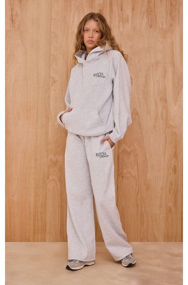Ash Grey Matcha Mornings Cotton Fleece Straight Leg Sweatpants