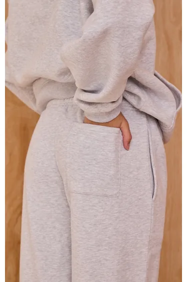 Ash Grey Matcha Mornings Cotton Fleece Straight Leg Sweatpants