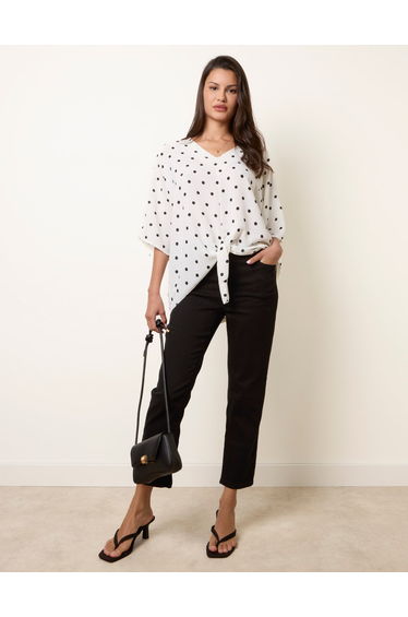 Polka Dot Knot Front Top