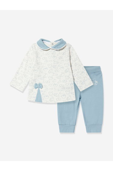 Mininio Baby Girls Blouse and Trouser Set in Blue