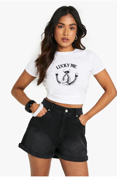 Petite Denim Mom Short