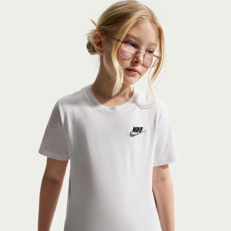 Nike Childrens/Kids Futura Classic Logo Regular T-Shirt - White/Black - 1