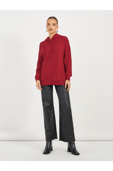 Oversized Longline Back Slogan Hoodie