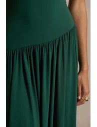 فستان بتصميم لف بحافة بطول متباين - أخضر - 4