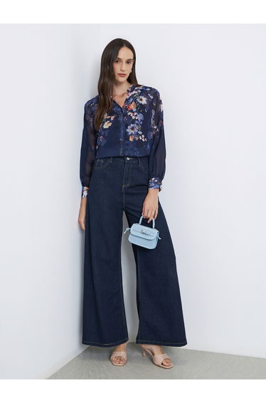 Floral Print Balloon Sleeve Shirt
