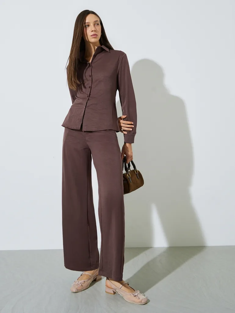 BELTED SHIRT AND PANT SET - Fit Block - Top - 1