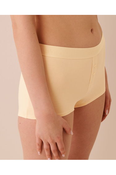 Cotton and Logo Elastic Band High Waist Boyshort Panty