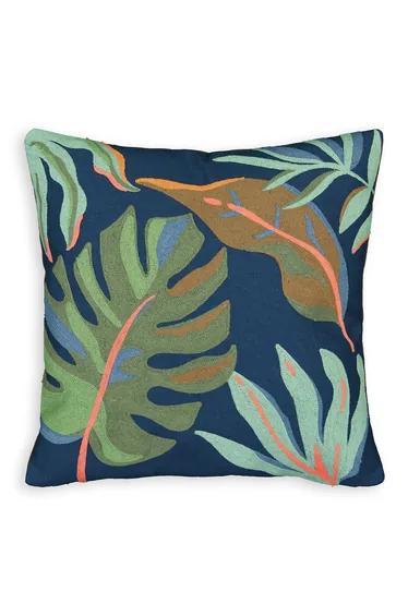 Joao Jungle Embroidered 100% Cotton Square Cushion Cover