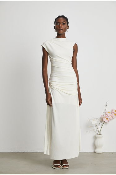 Lanetta jersey-knit draped maxi dress