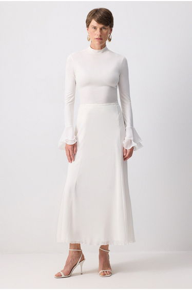 CHIFFON SKIRT WITH ELASTIC WAIST