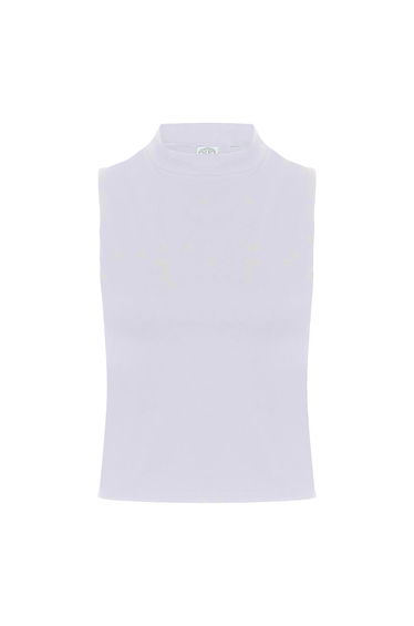 Skinni Fit Womens/Ladies High Neck Crop Sleeveless Vest Top - White