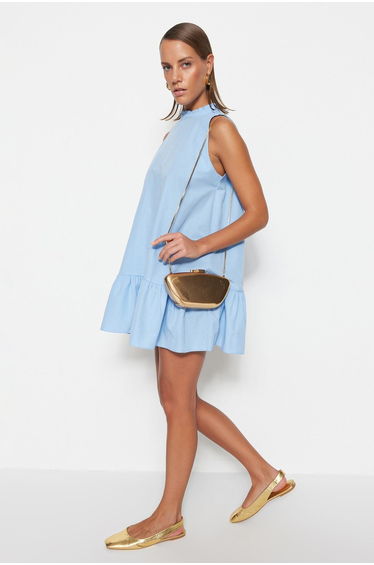 Blue A-Line Mini Smock Dress