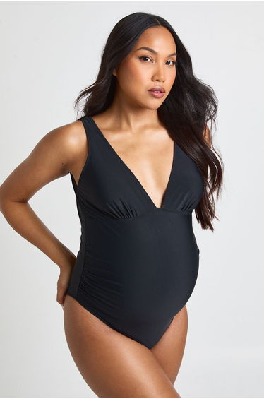 Maternity Plunge Swimsuit - black
