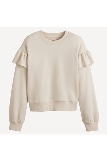 Ruffled Sweatshirt with Crew Neck