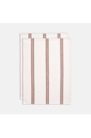 Set of 2 Boisseau Striped Washed Cotton Tea Towels