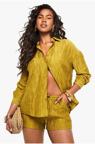 Woven Crinkle Flippy Shorts - olive