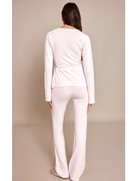Pink Fine Knit Flared Legging - 2