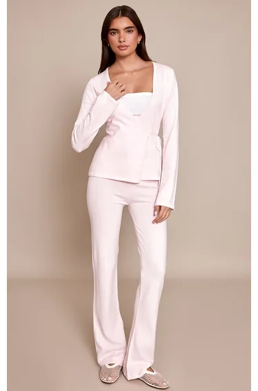 Pink Fine Knit Flared Legging