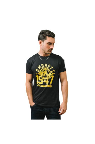 Lambretta Mens 1947 Scooter T-Shirt - Black/Gold