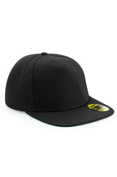 Beechfield Unisex Original Flat Peak Snapback Cap - Black/Black/Black