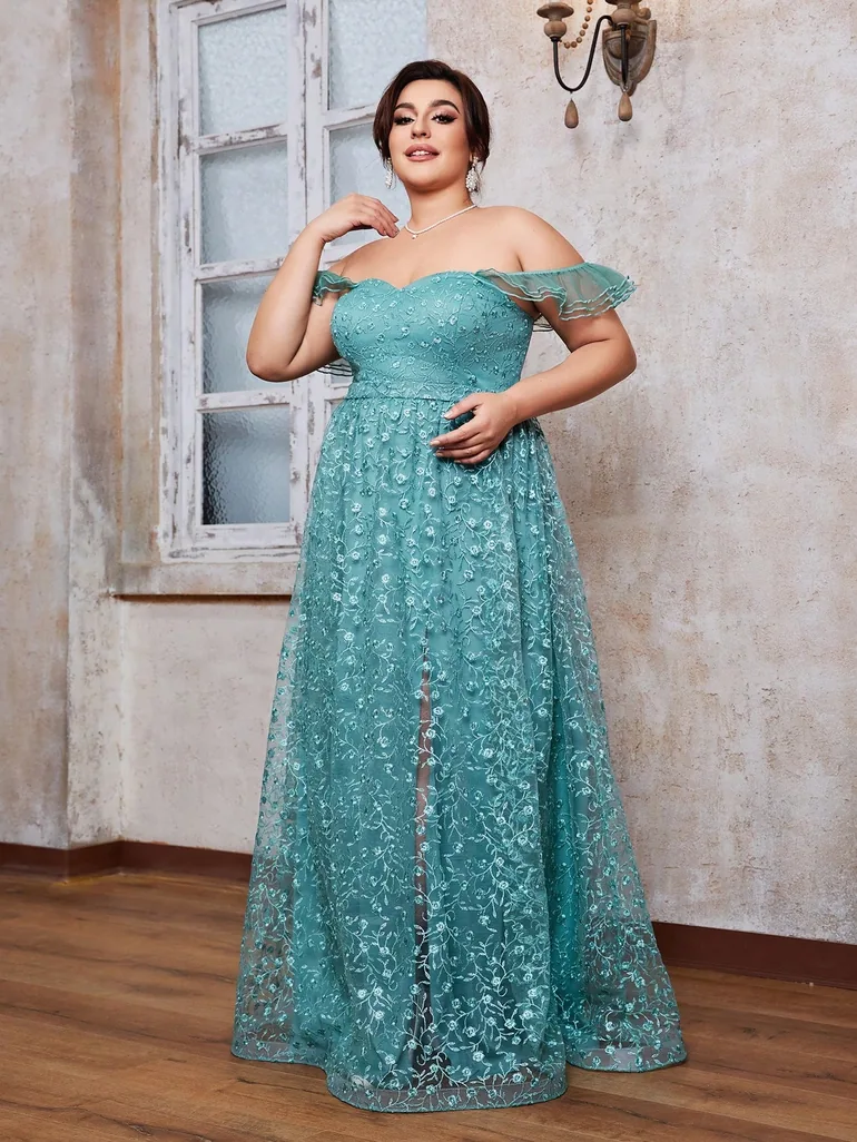 Leely Plus Women's Elegant Off The Shoulder Prom Dress