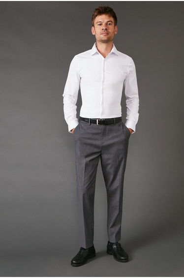 White Skinny Fit Long Sleeve Easy Iron Shirt