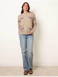 Dog Button Down Cardigan With Bows - 3