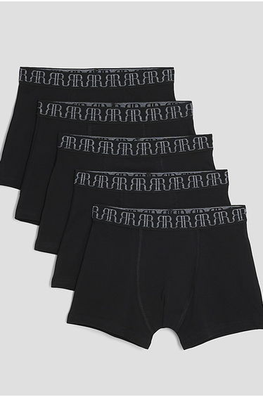 Boys Black Pack Of 5 Boxers