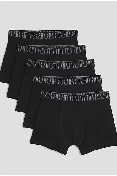 Boys Black Pack Of 5 Boxers