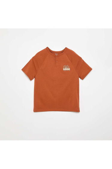 Embroidered Short-Sleeved T-shirt BROWN