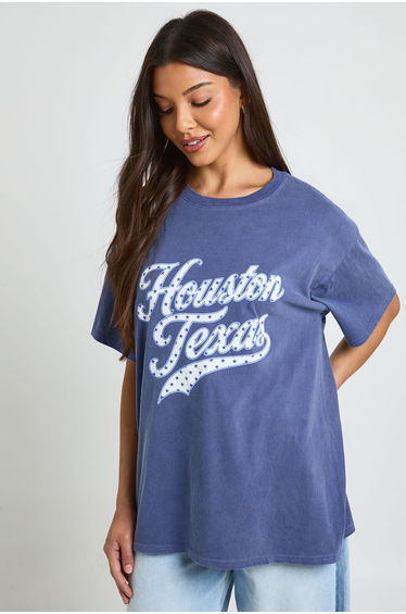 Houston Texas Printed T-Shirt - navy