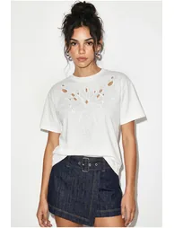 LUCCI Embroidered Cotton Crew Neck T-Shirt - 1