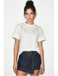 LUCCI Embroidered Cotton Crew Neck T-Shirt